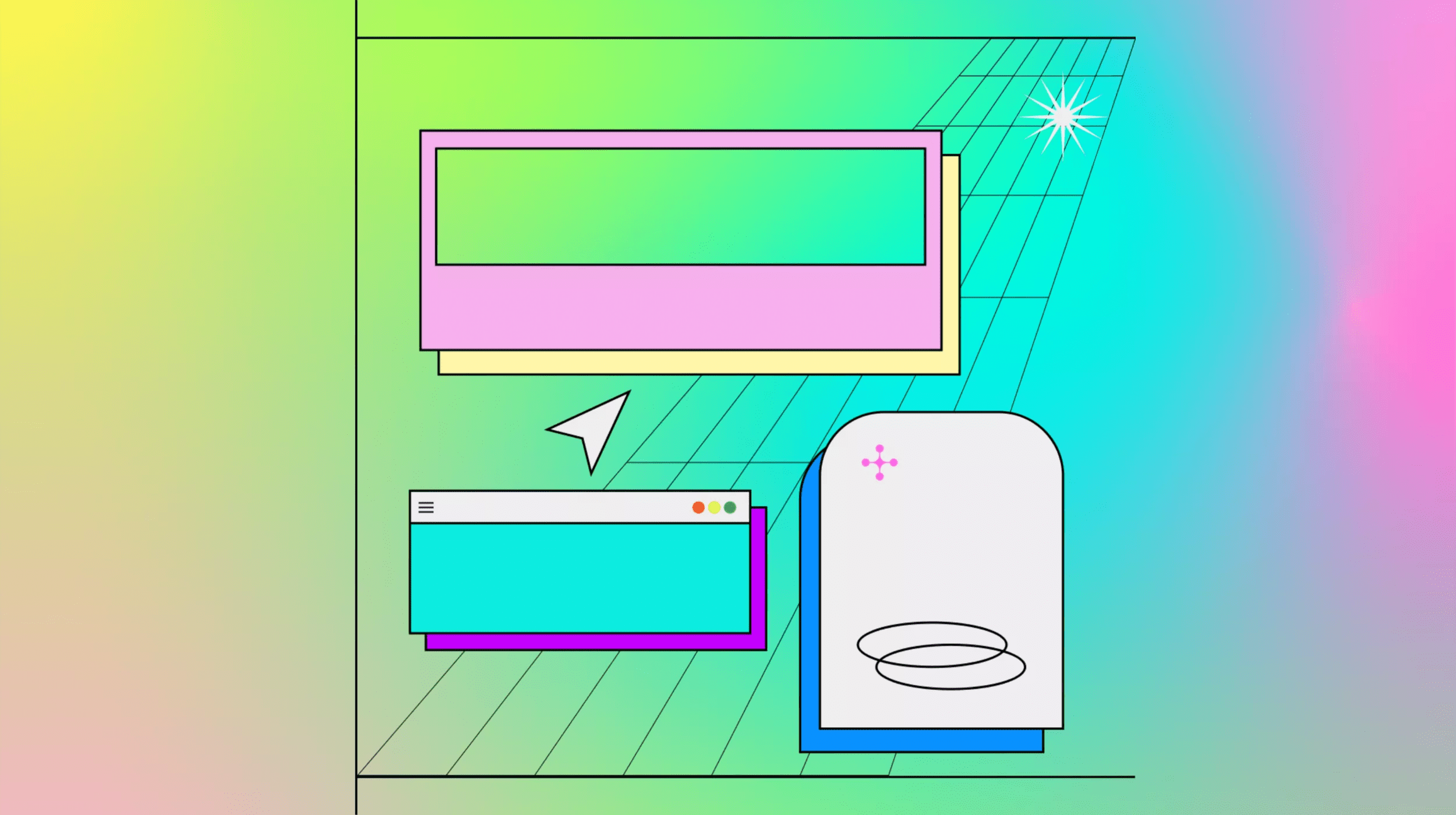 Graphic of internet browsers and the mouse cursor icon