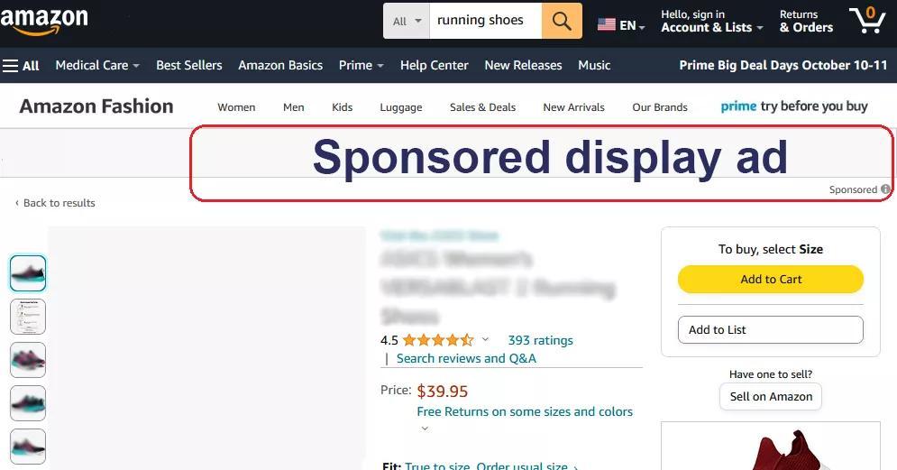 Amazon advertising sponsored display ad
