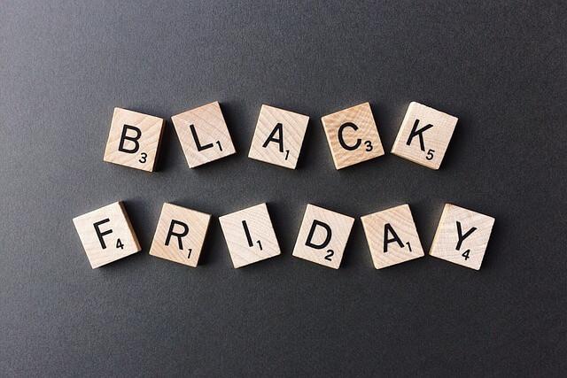 Scrabble tiles spelling out Black Friday