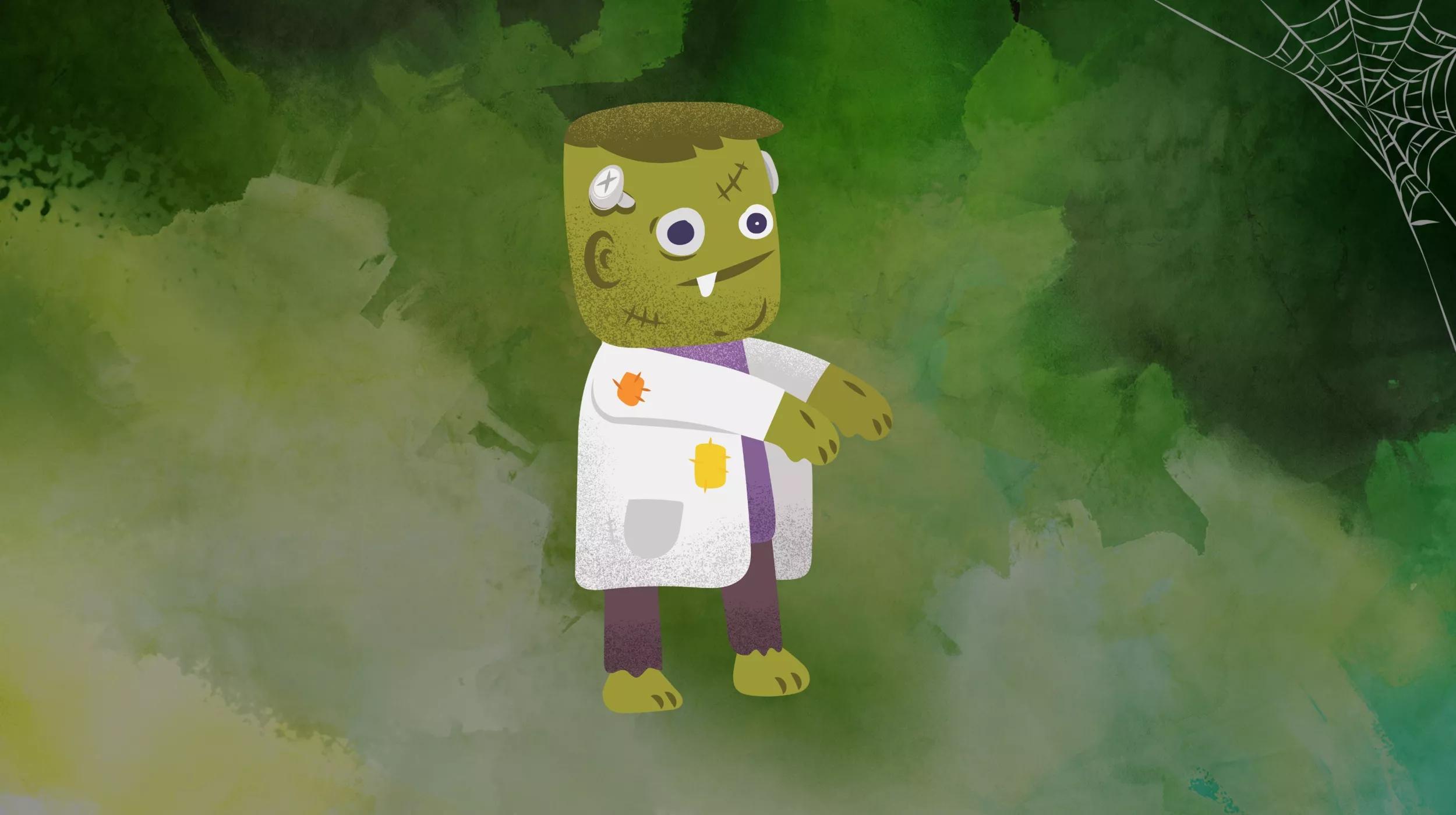 Frankenstein graphic image on spooky green background.png