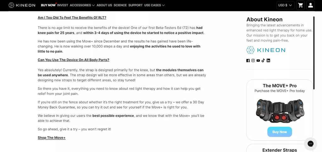 Example of a blog callout to an ecommerce product page by Kineon