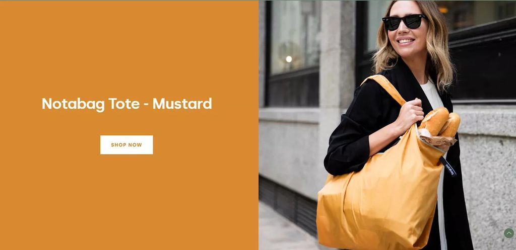Example of a landing page from Notabag