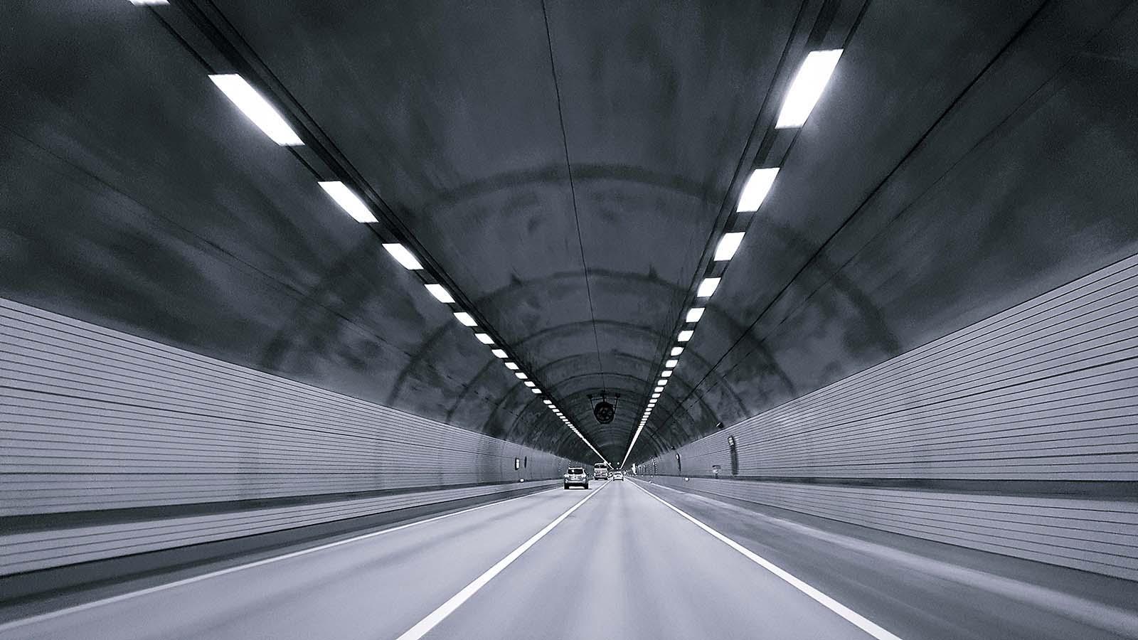 A car driving through a tunnel