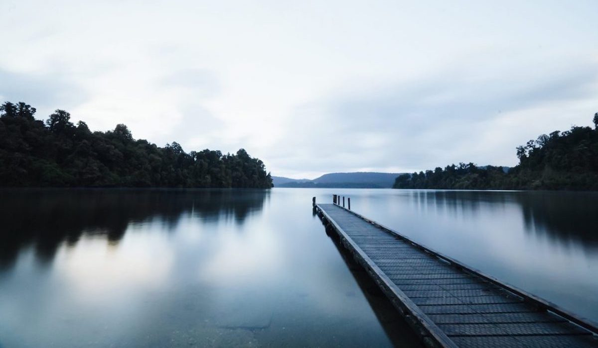 A dock on a lake