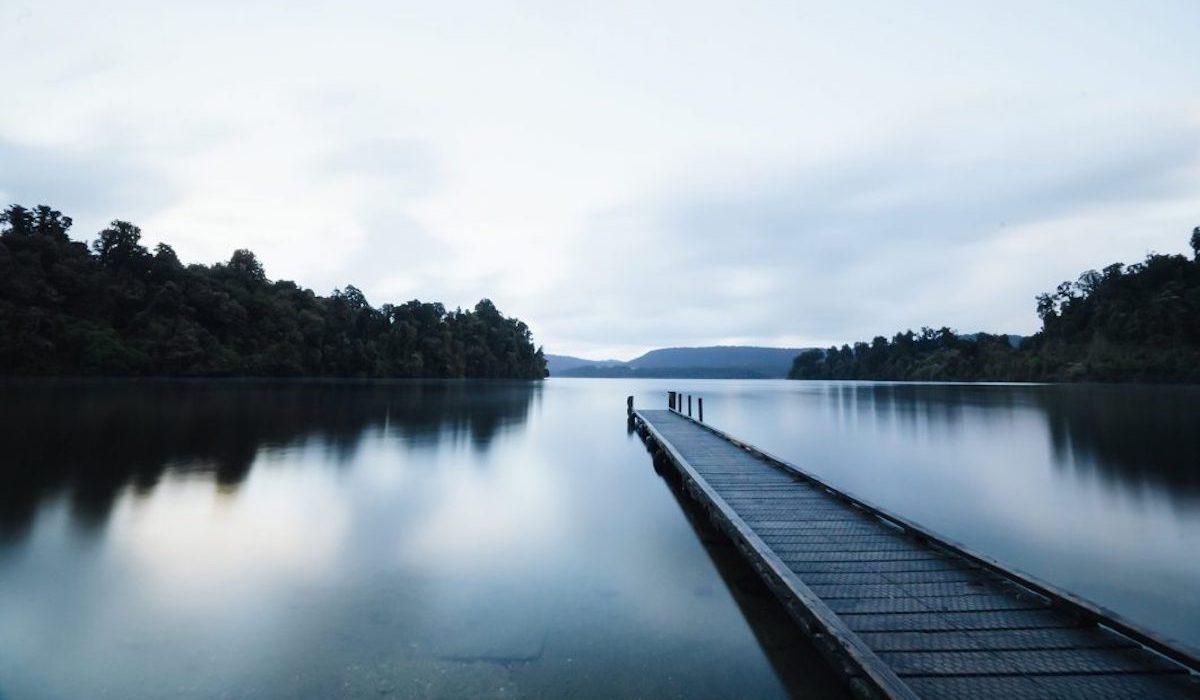 A dock on a lake