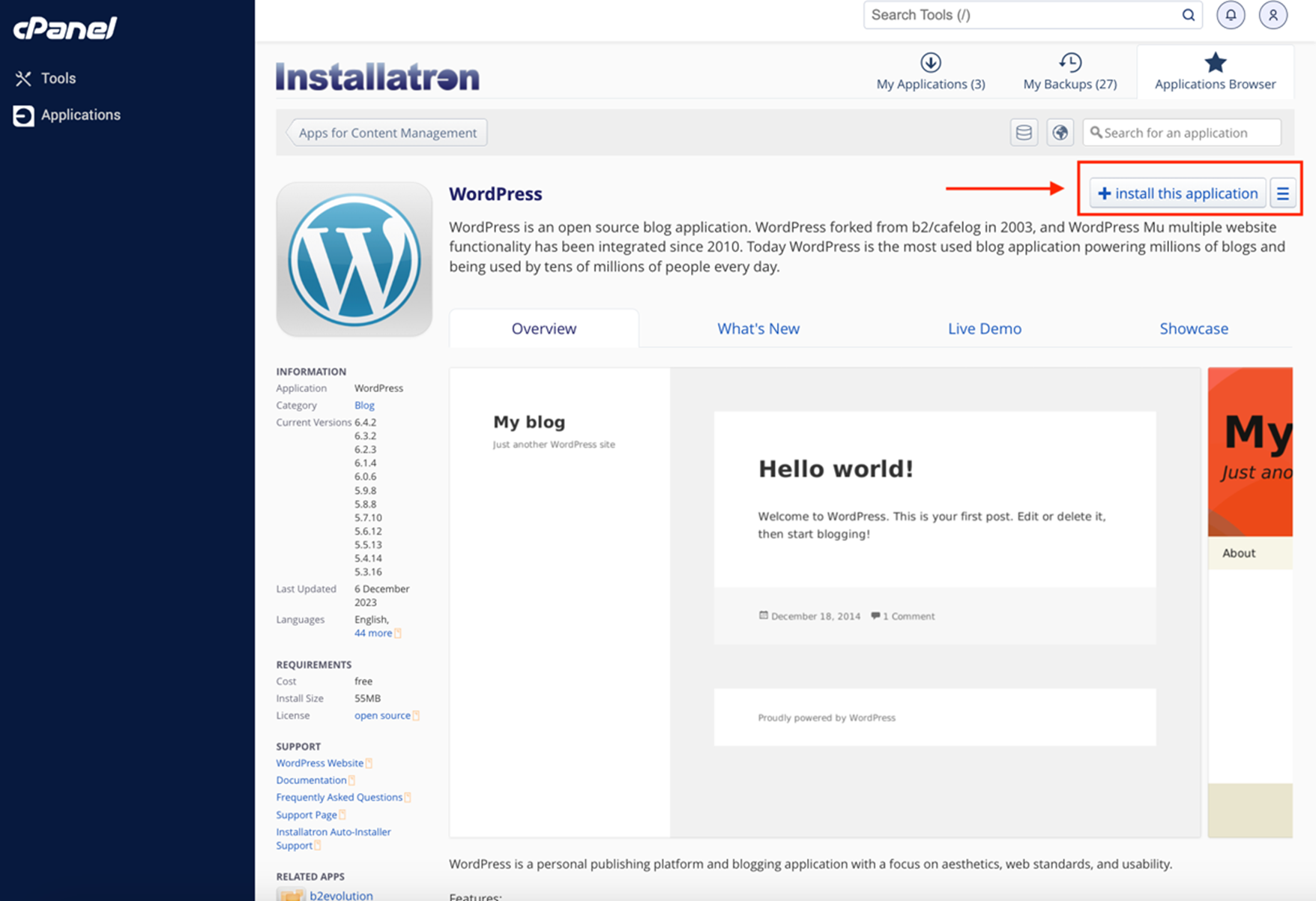 confirm installation