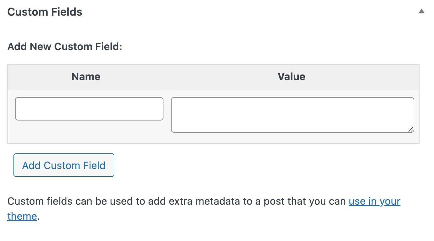 Custom Fields options in WordPress 6.5