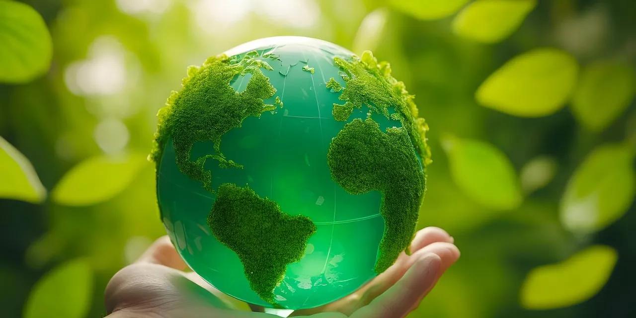 An illustration of a globe represents sustainability initiatives for businesses.