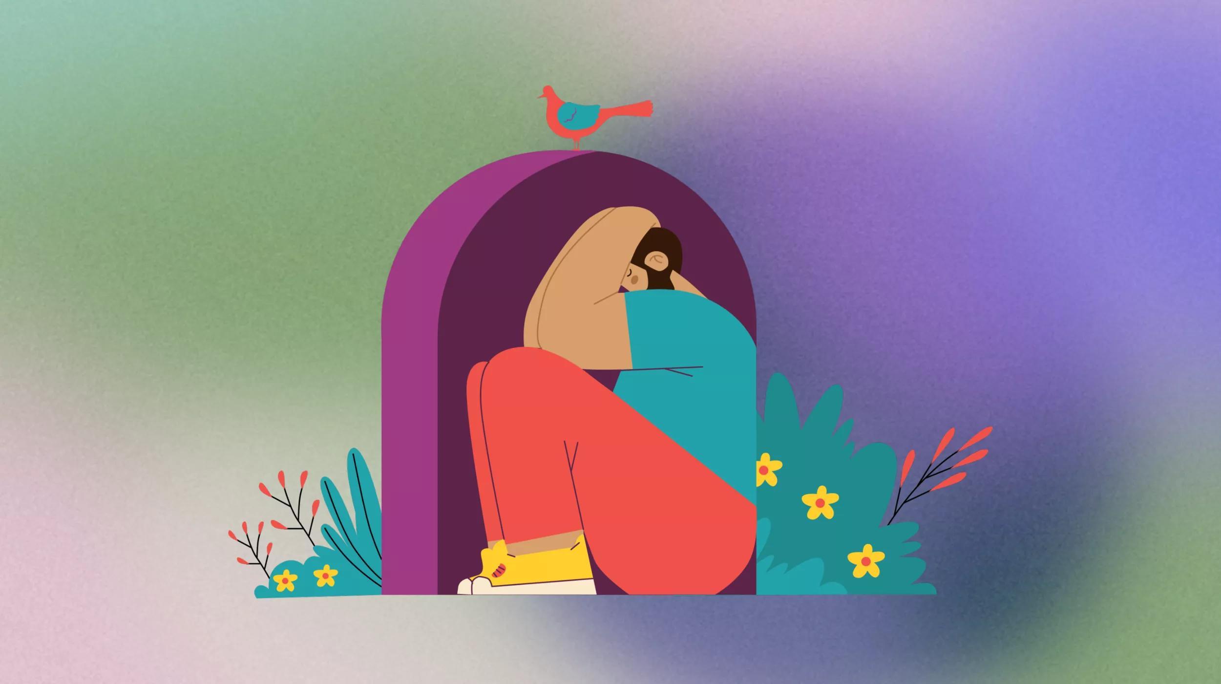 An illustration of an insecure person leads in to a post discussing what is impostor syndrome.