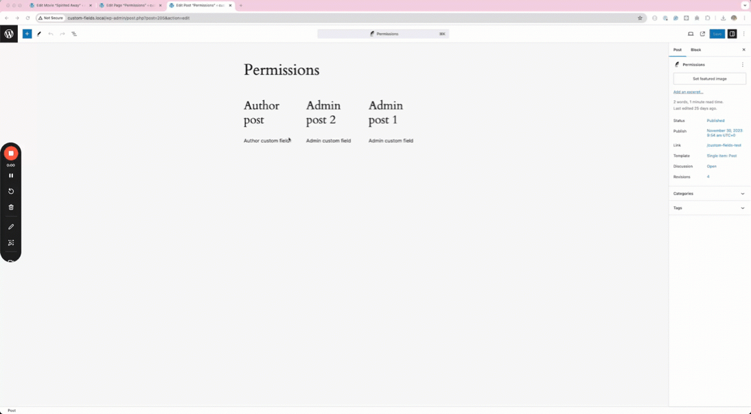 block bindings and custom fields demo