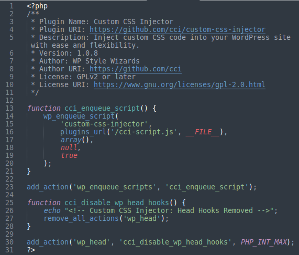 Custom CSS generator plugin code