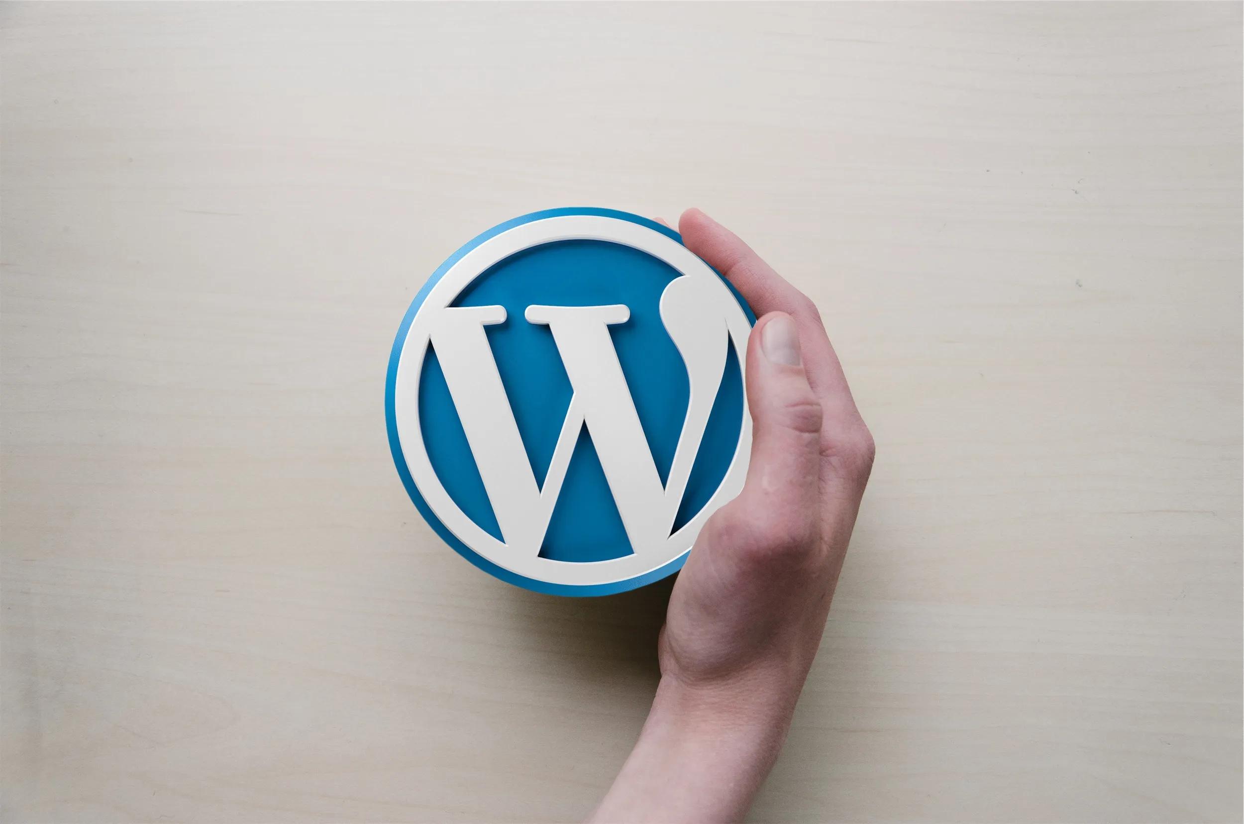 A Close Up Shot of a Hand Cupping the WordPress Logo
