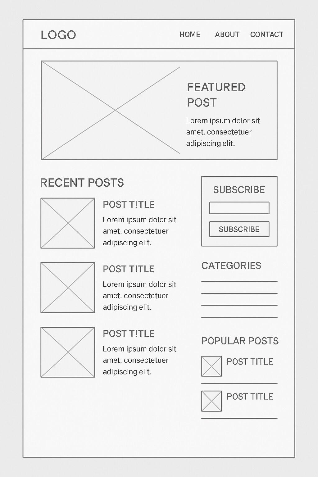 website wireframe examples - Blog