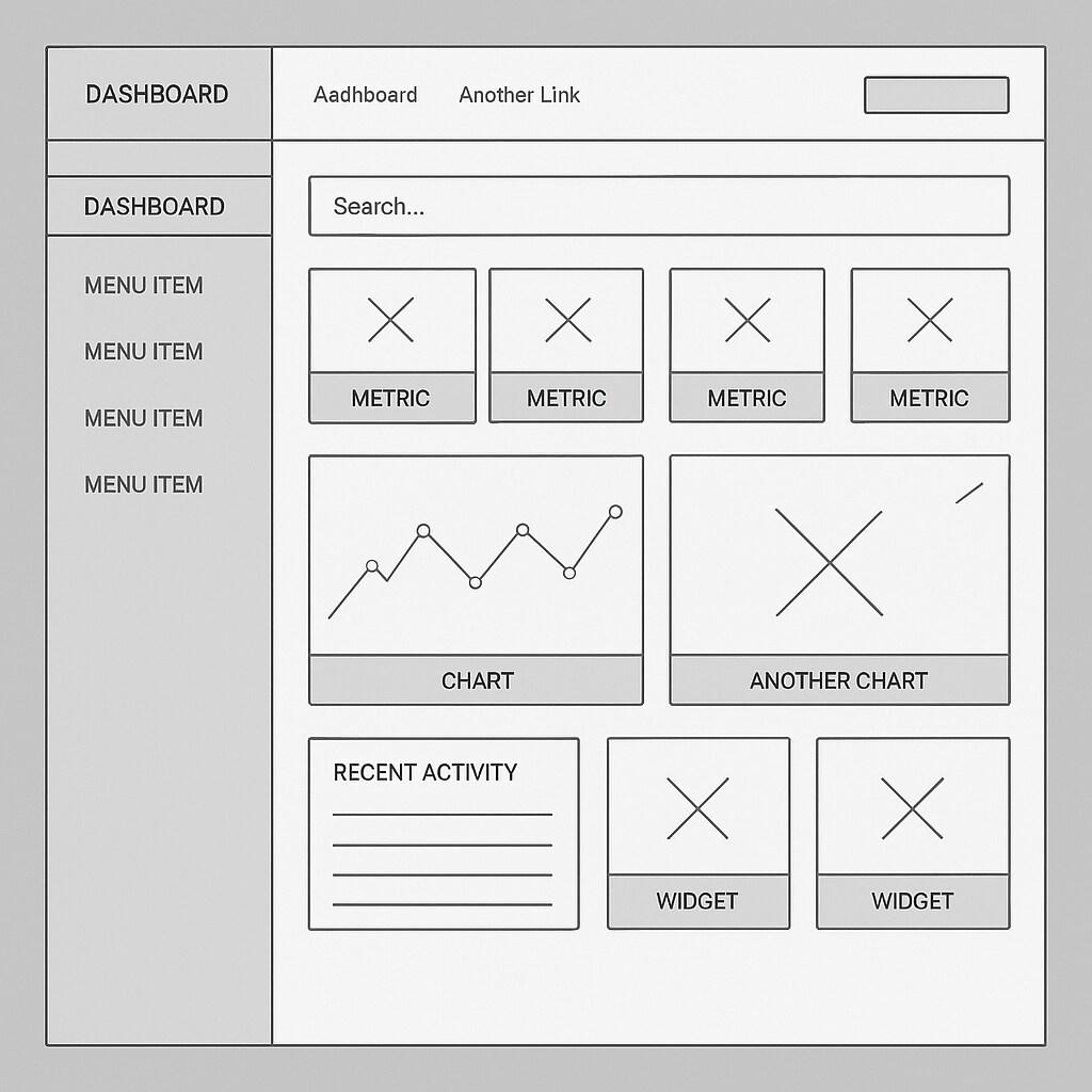 website wireframe examples - Dashboard