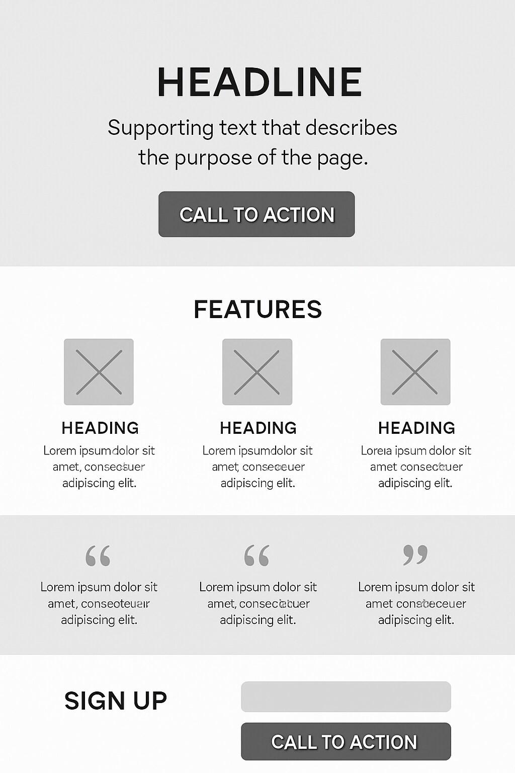 website wireframe examples - Landing-page