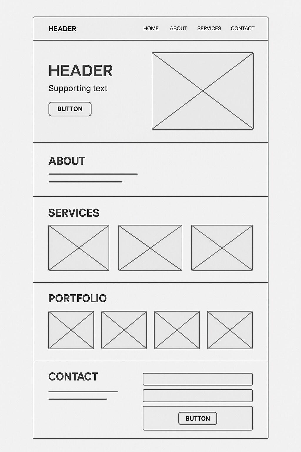 website wireframe examples - One-page