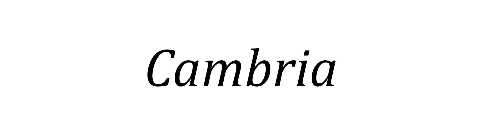 typeface example -Cambria, Italic