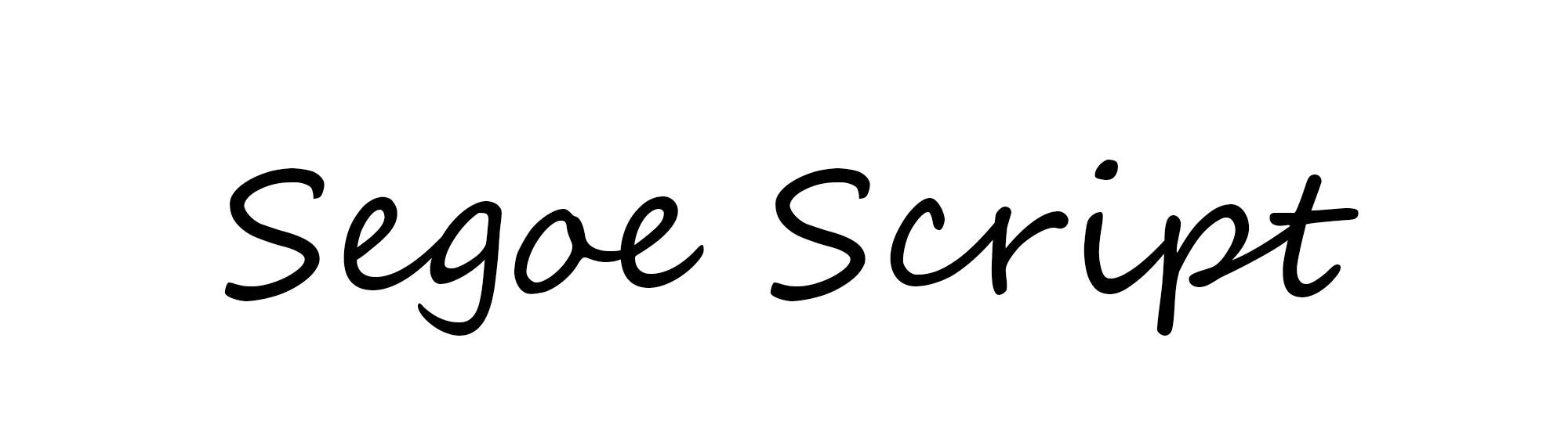 Text showing "Segoe Script" as an example of typeface.