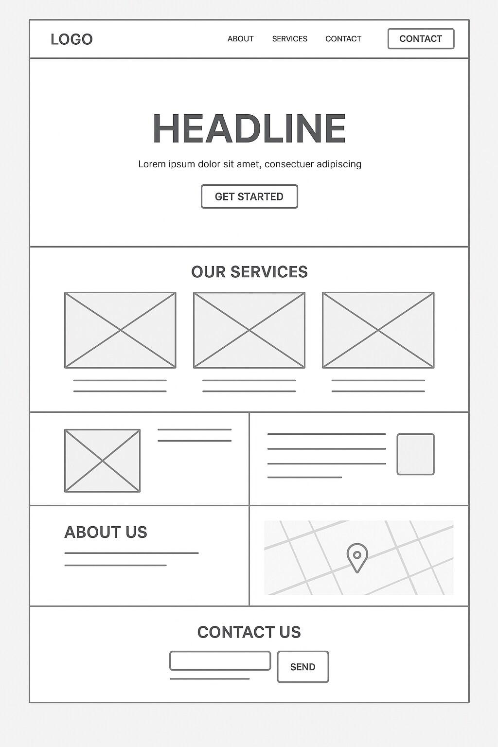 website wireframe examples - Services