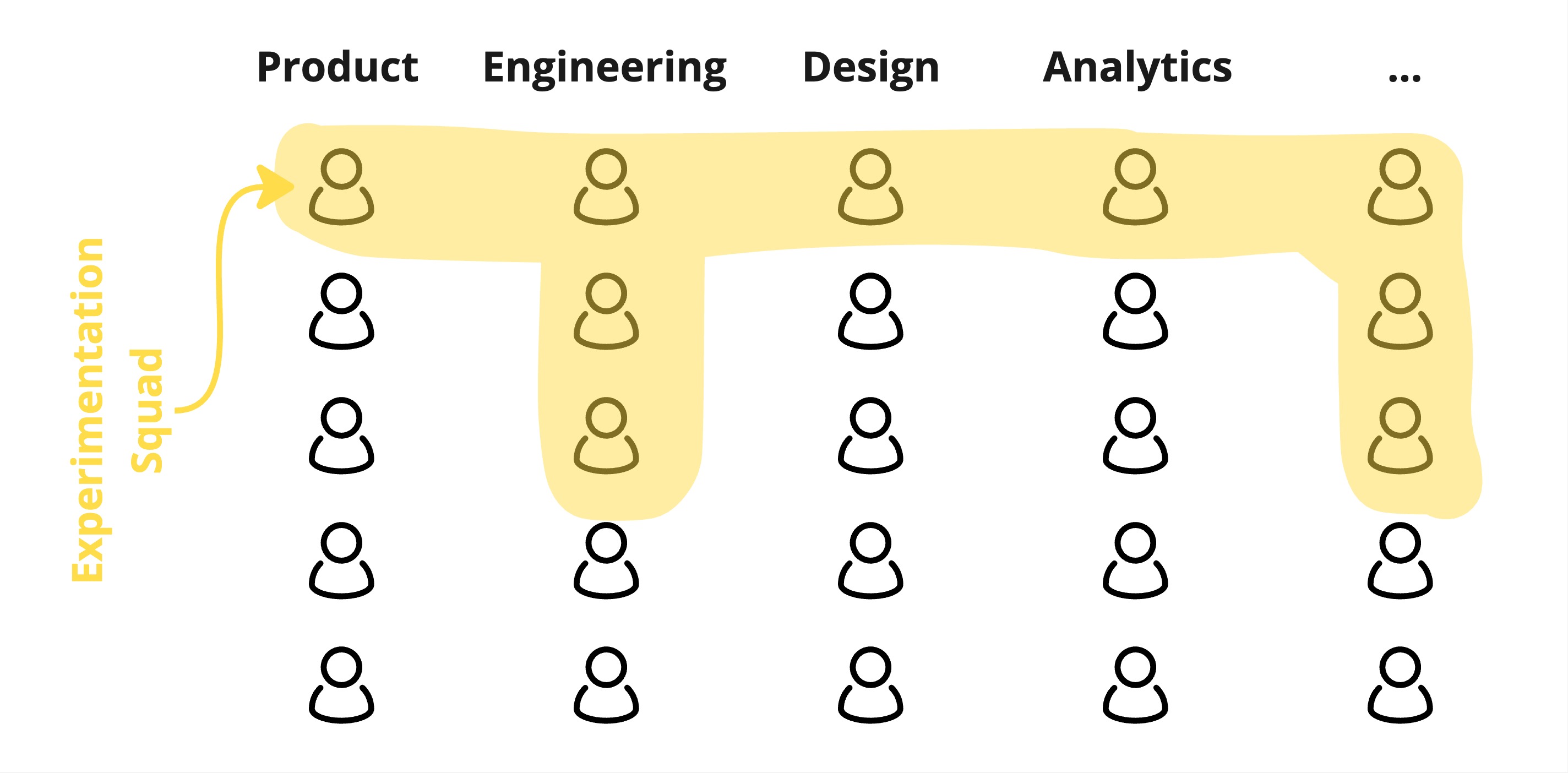 Diagram of a typical cross-functional experimentation squad