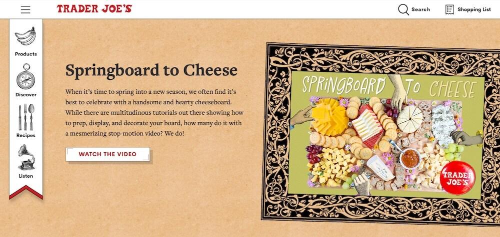 screenshot of Trader Joe's online retail store