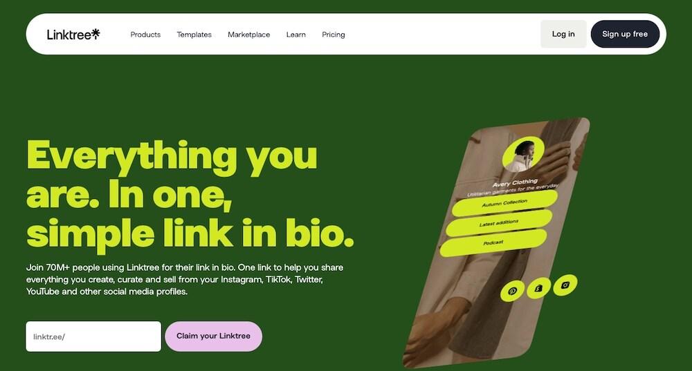 Linktree header screenshot