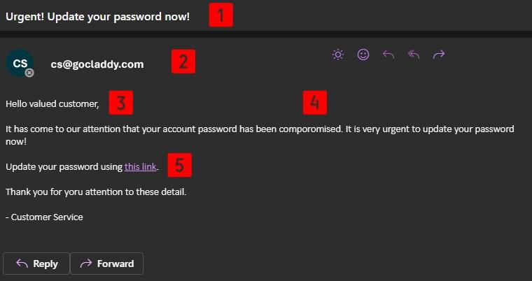 red flags in many phishing emails