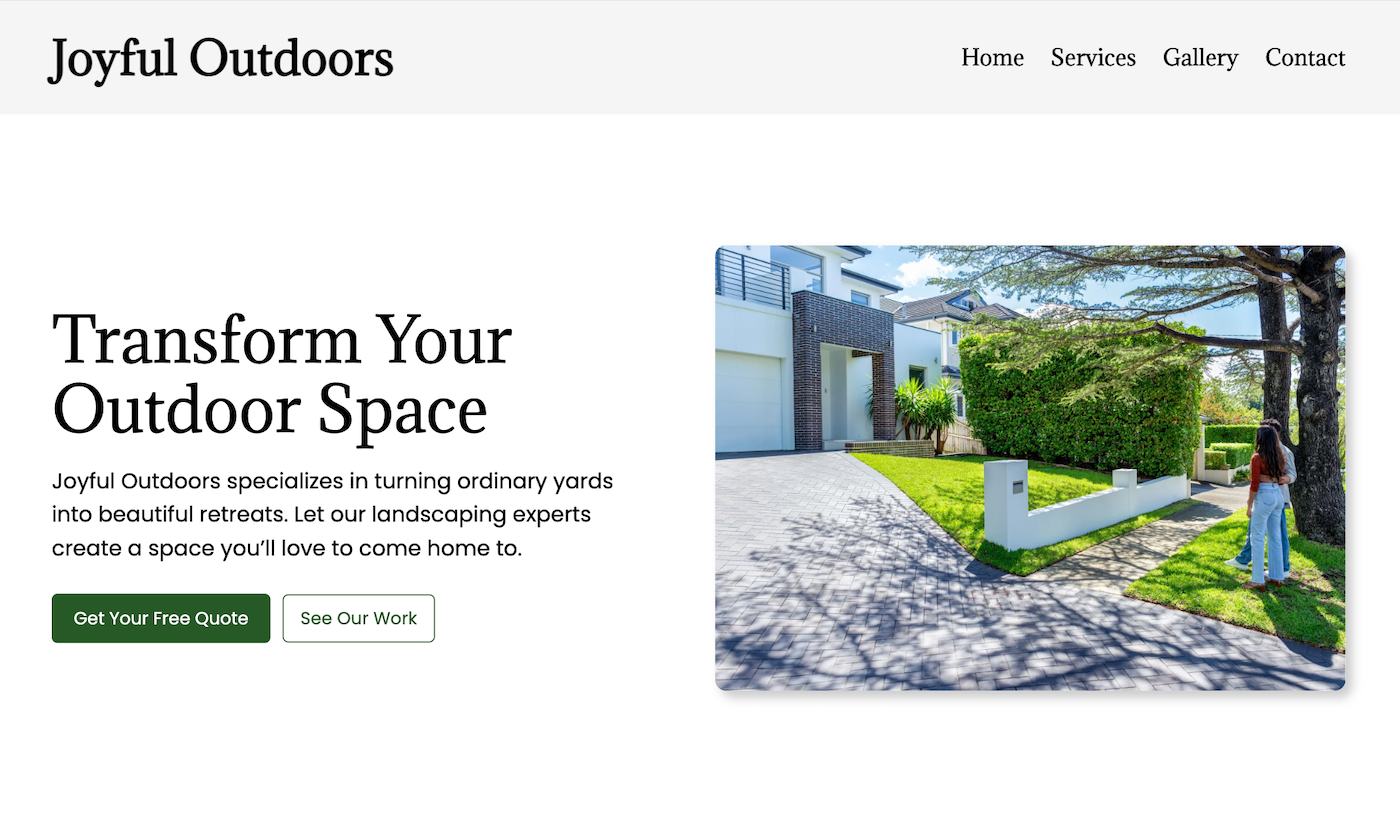 website of a landscaper