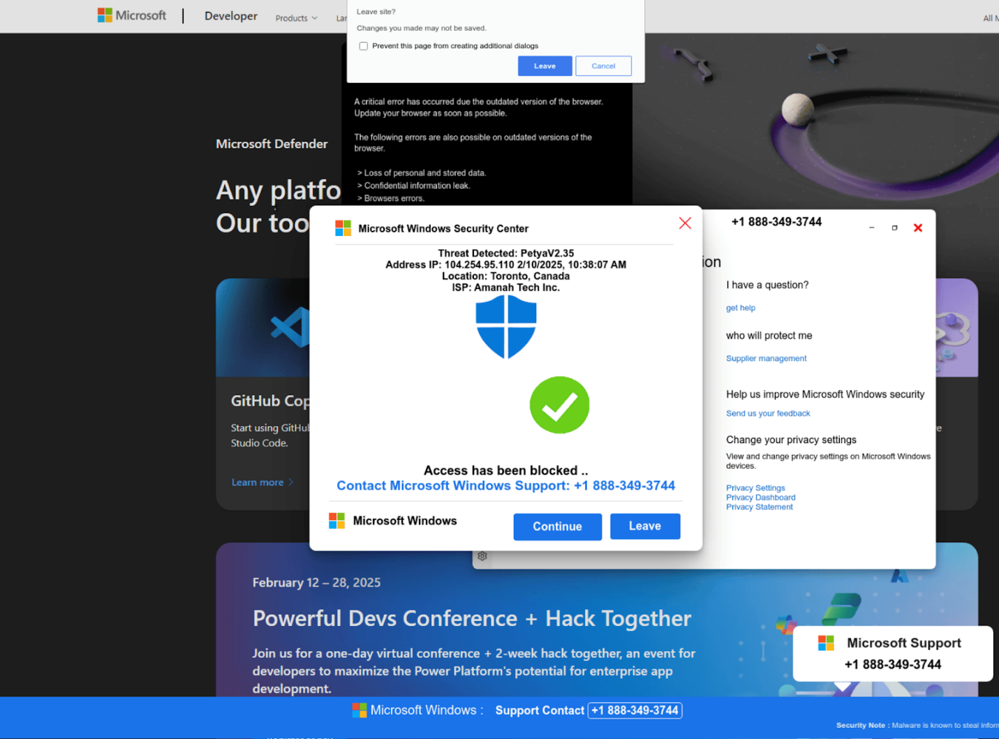 Help TDS help support scam landing pages