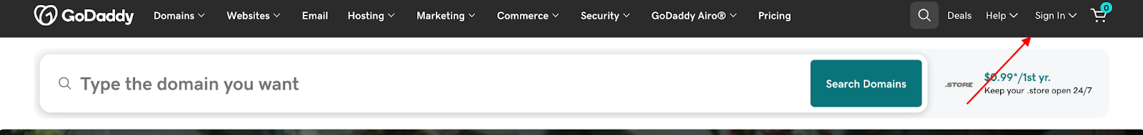 A Screenshot Shows Where to Sign In
