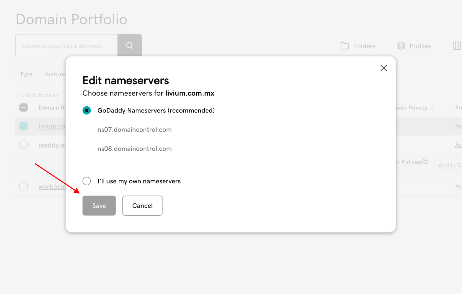 Update the nameservers to your hosting provider's name servers