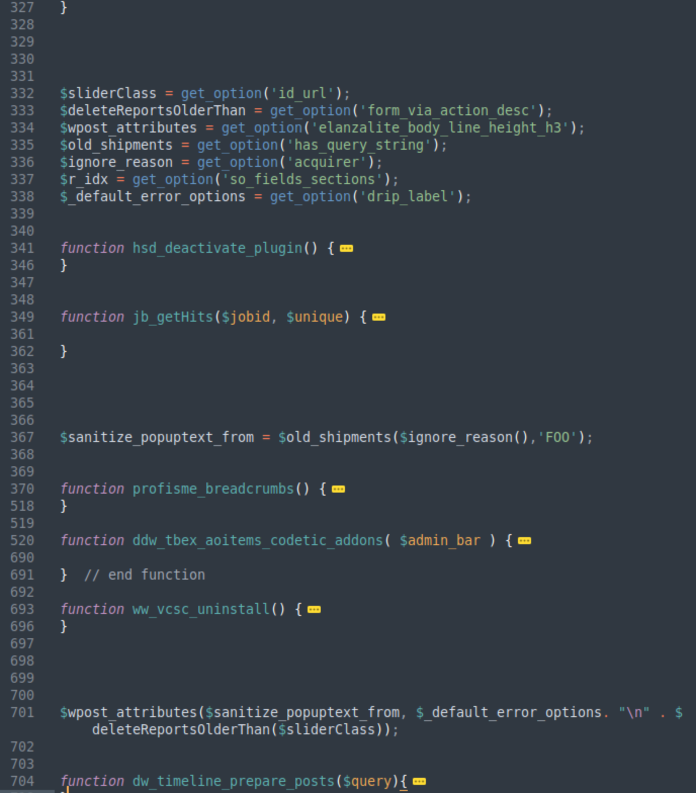 wordpress options with seemingly benign names like organizerLoginUrl or wp_vers