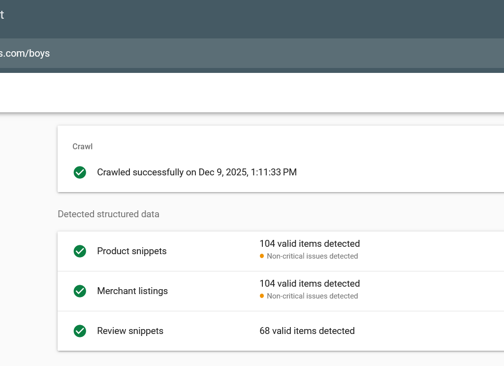rich results test user interface
