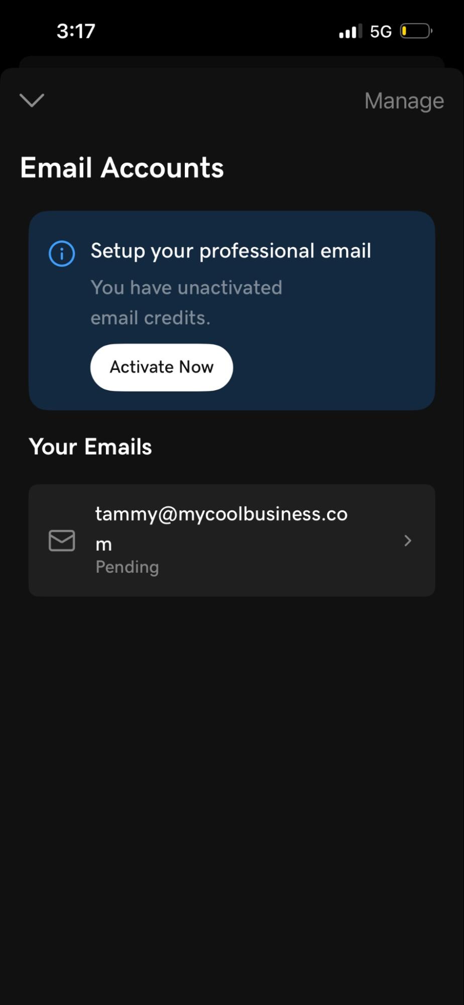 GoDaddy App - email management