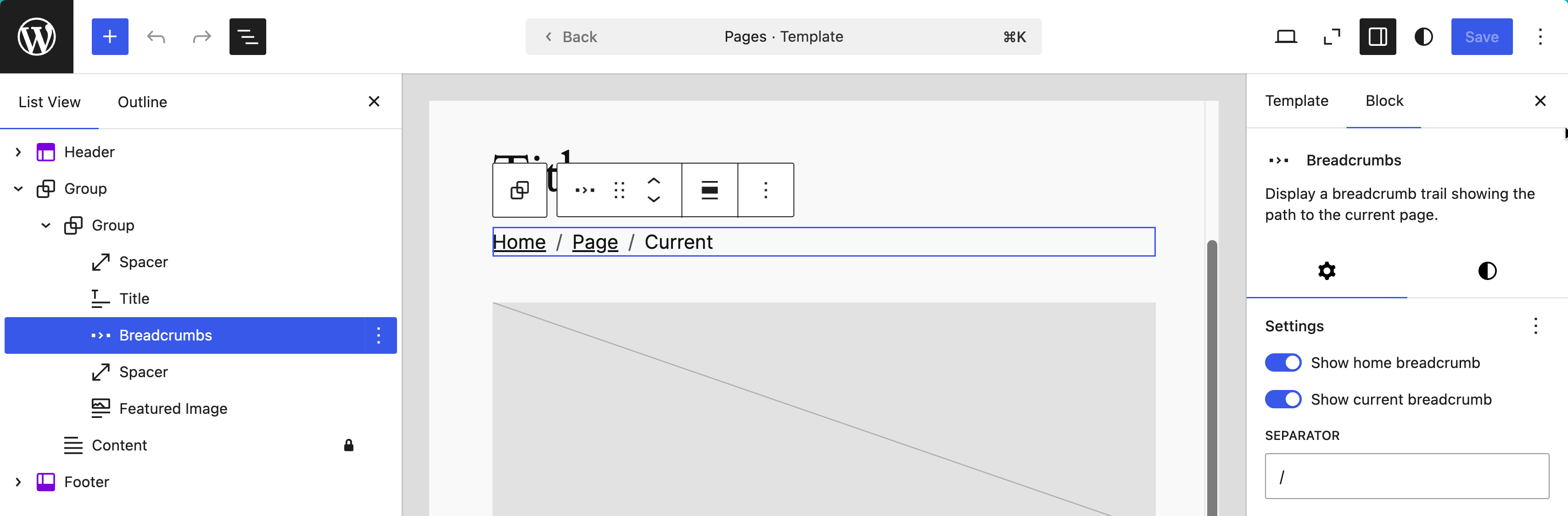 Breadcrumbs block in WordPress 7.0 is a sub-navigation method
