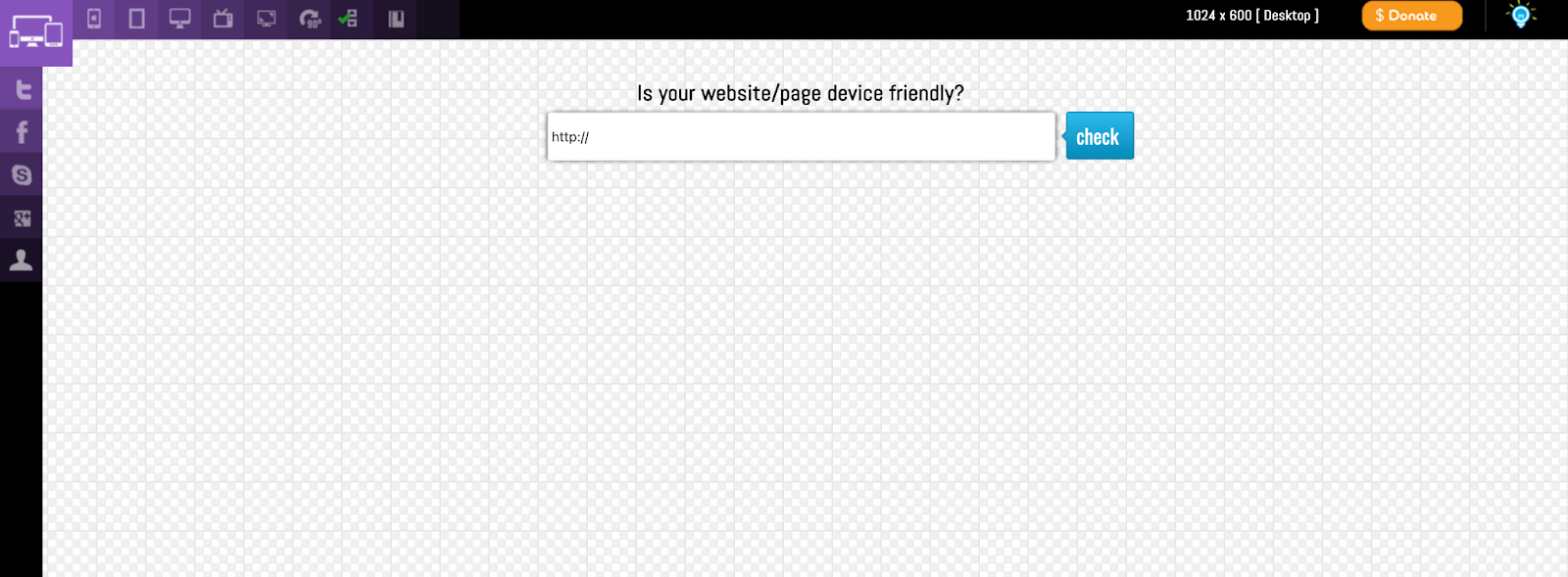 A Screenshot Displays the Responsive Test Tool Homepage
