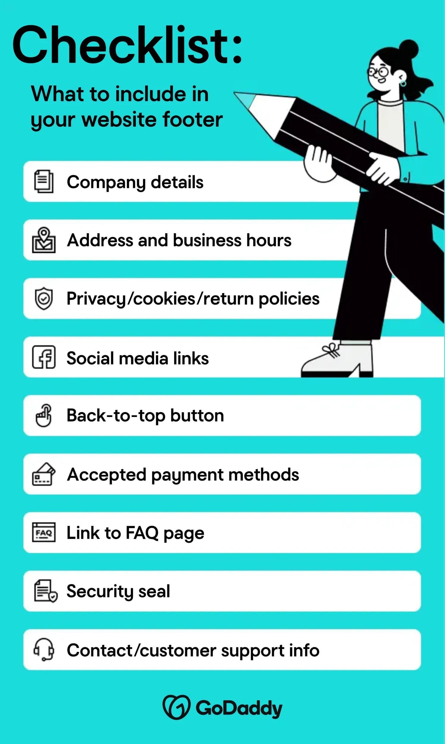 website footer checklist infographic