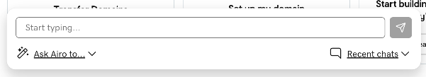 Screenshot showing the Ask Airo chat bar is shown at the top of the interface where you can enter your request.