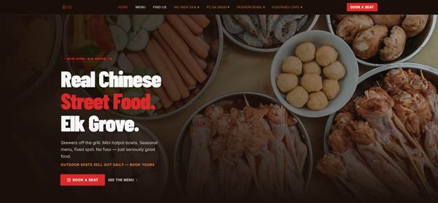 Screenshot of Restaurants and food homepage built with Airo AI Builder.