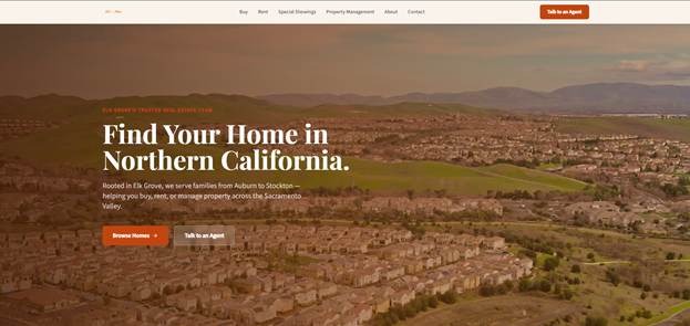 Screenshot of a real estate website homepage built using Airo AI Builder