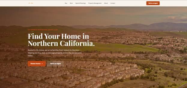 Screenshot of a real estate website homepage built using Airo AI Builder