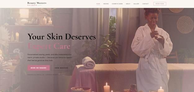 Screenshot of Health, beauty, and wellness homepage built with Airo AI Builder.