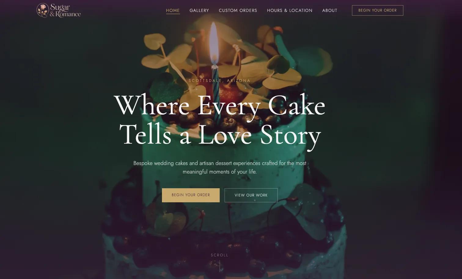 Finished bakery website homepage hero created with Airo AI.