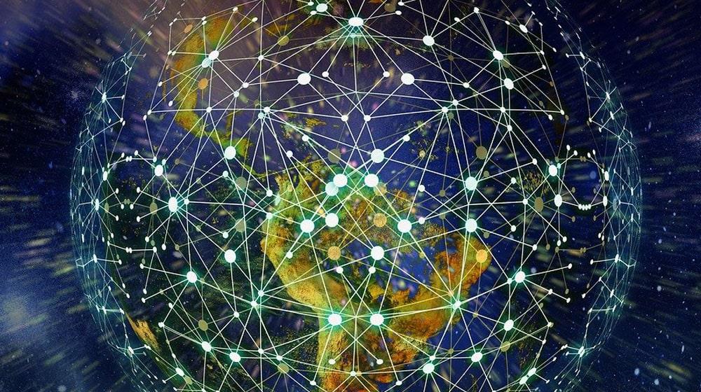 Abstract Tech Network on Globe Illustrates DNS Domain Connect