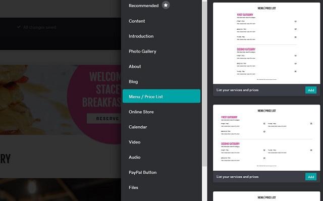 Adding Menu to Restaurant Website