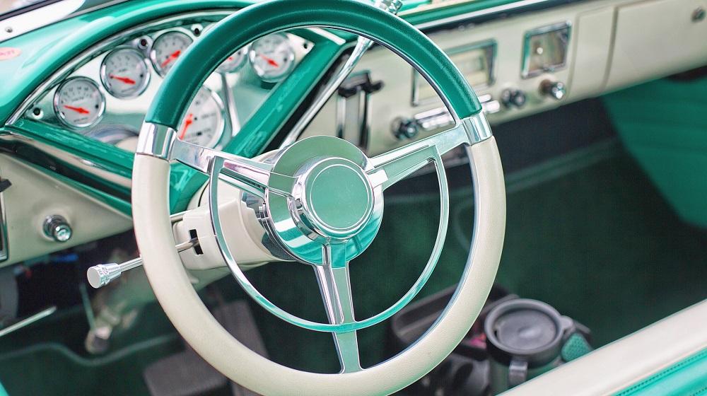 Classic Car Steering Wheel Represents Steering Clear of Spammy Emails
