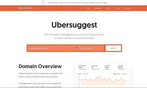 Blog SEO Ubersuggest Homepage