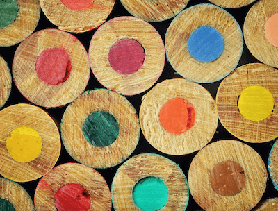 Closeup Colored Pencils Represent Email Color Scheme