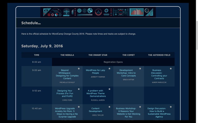 WordCamp Orange County 2016 schedule